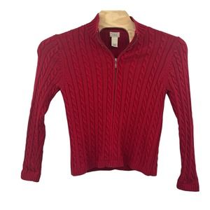 L.L. Bean Red Cable Knit Sweater